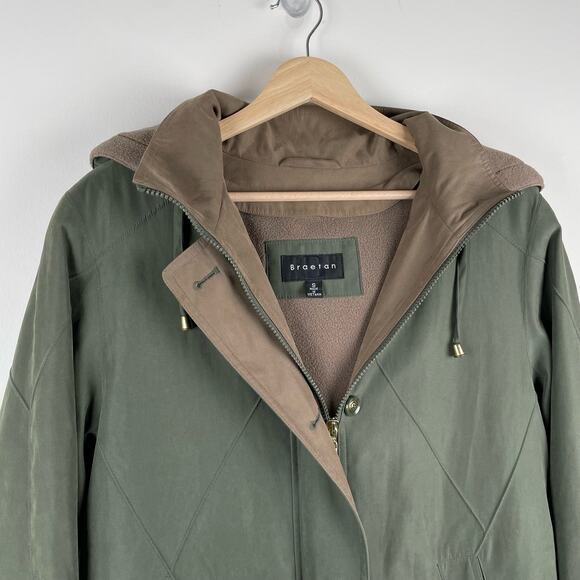 Vintage Green Hooded Jacket Windbreaker with Fleece Liner - Size S - Picture 5 of 13